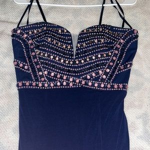 Crystal DollNavy blue dress with beaded detail size 5